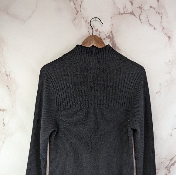 Eddie Bauer Sweater Womens Small Black Mock Turtleneck Merino Wool Travex Ribbed - Picture 6 of 10